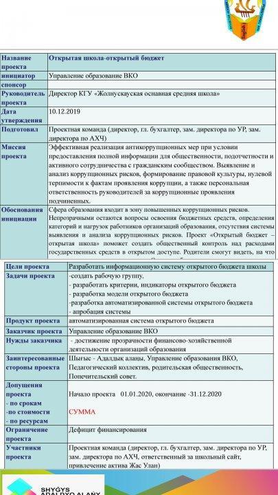 Ашық мектеп, ашық бюджет